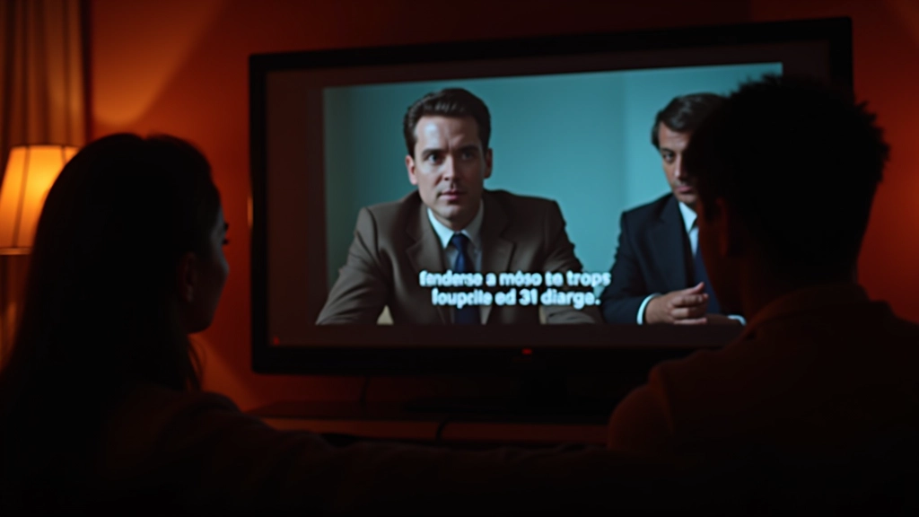 Ecrã de filme com legendas em inglês durante uma cena de diálogo