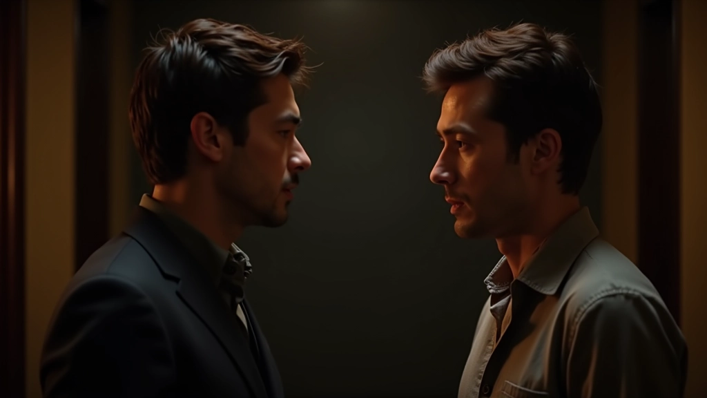 Cena de filme mostrando atores em diálogo intenso, cinema