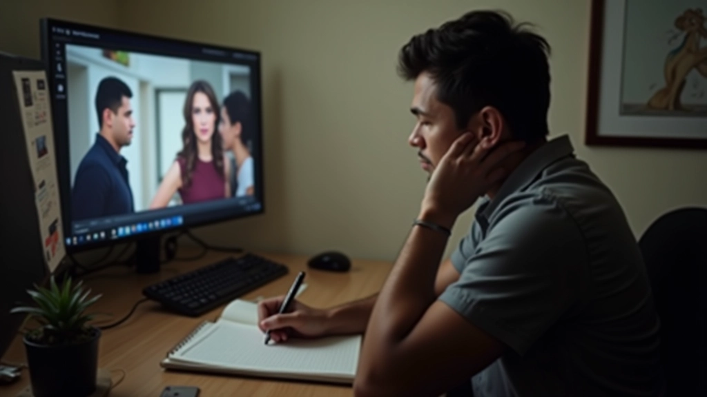 Pessoa anotando vocabulário enquanto assiste filme legendado