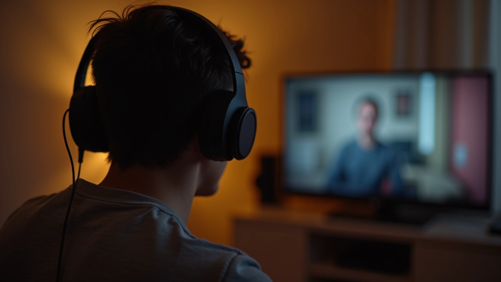 Pessoa assistindo filme com legendas em inglês